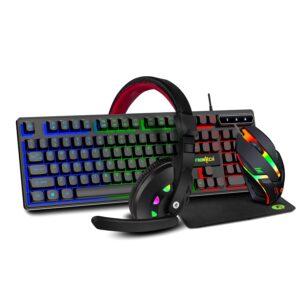 Frontech Dragon Warrior Wired Gaming - Keyboard, Mouse, Mouse Pad, Headphone (KB-0038) Combo Set (Black)