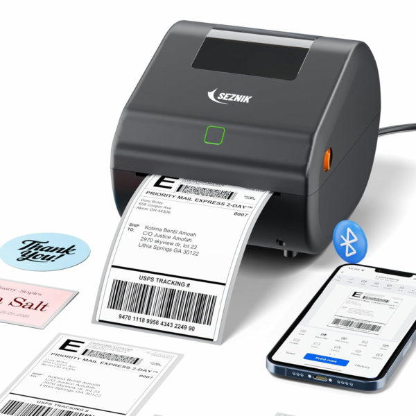 4x6 Bluetooth Shipping Label Printer | 1-4 Inch,203 DPI | Wireless + USB